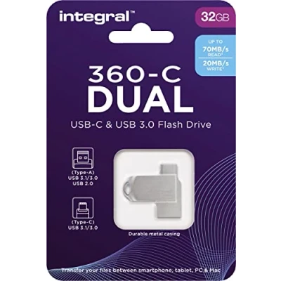 Afbeelding van Integral 360 C Dual USB &amp; 3.0 stick, 32 GB stick