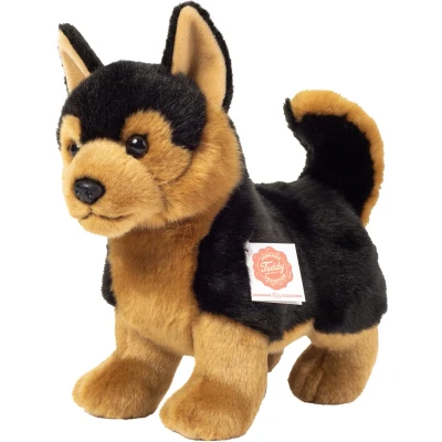 Afbeelding van Hermann Teddy Knuffeldier hond Herdershond puppy zachte pluche premium kwaliteit knuffels bruin/zwart 23 cm