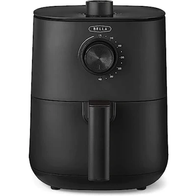 Afbeelding van BELLA 2,9 QT handmatige airfryer, geen voorverwarmen, oliereiniging, tijdbesparend sneldrogend voor eenvoudige reiniging, afneembare vaatwasser, reinigingsbak en reinigingstablet matzwart
