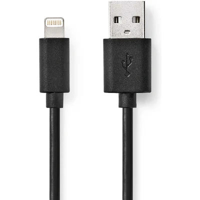 Afbeelding van Sync and Charge Kabel Apple Lightning USB A Male 1,0 m Zwart Nedis