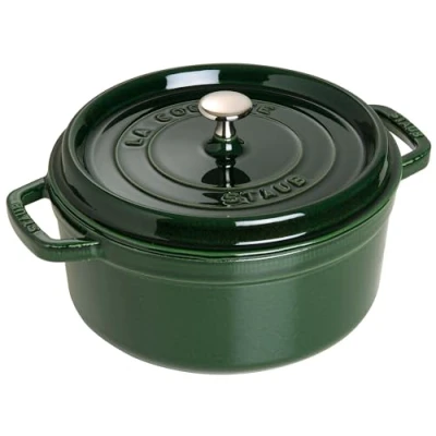Afbeelding van STAUB Geëmailleerde gietijzeren stoofpan met deksel, voor alle warmtebronnen inclusief inductie, 4 tot 5 personen, rond, 26 cm, l, 6 kg, groen/basilicum