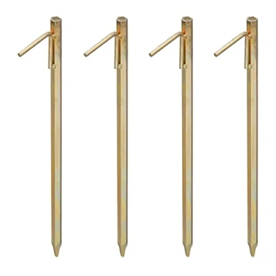 Afbeelding van Relaxdays 4 stuks XXL vloerankers voor harde vloeren, 50 cm, camping, indrukken, verzinkt staal, goudkleurig