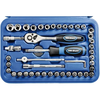 Afbeelding van SW Stahl 06447L Doppenset 46 Kruisgleuf (PH), Zeskant, Torx, E profiel Chroom vanadium staal 1/4 Met ratelfunctie