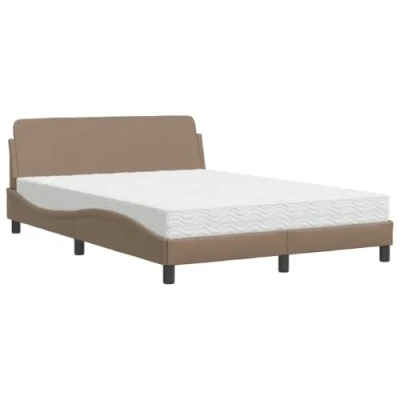Afbeelding van vidaXL Bed met matras kunstleer cappuccinokleurig 140x190 cm