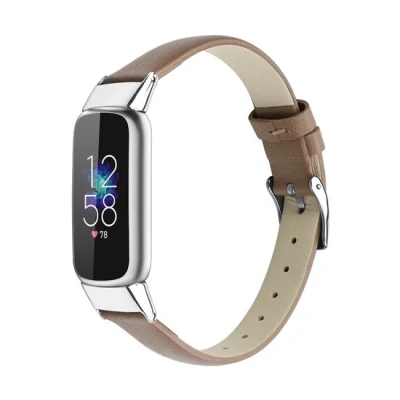 Afbeelding van Fitbit Luxe Leren bandje Maat: Small Lichtbruin Roestvrijstale gespsluiting