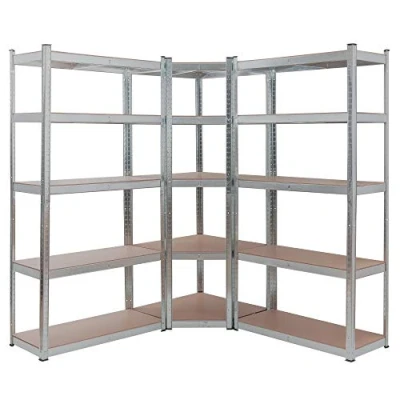 Afbeelding van Arebos Set van 3 zware hoekplanken, belastbaar tot 875 kg, montage door insteeksysteem, robuuste metalen constructie, centrale dwarsstang voor meer dan