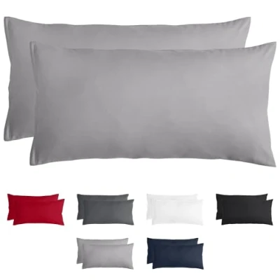 Afbeelding van Komfortec Set van 2 Premium Kussenslopen 40x80 cm Superzachte Kussenhoes 100% Geborsteld Polyester 90g/m² Grijs