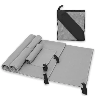 Afbeelding van Alyvisun Set van 4 sneldrogende microvezelhanddoeken, compact en ultralicht, super absorberende sporthanddoeken in 3 maten voor zwemmen, strand, hardlopen, fietsen, fitnessstudio
