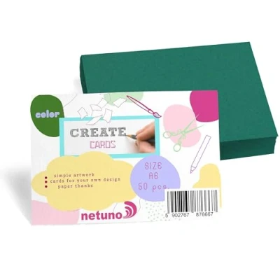 Afbeelding van Netuno 50 x groen Bristol karton A6 105 148 mm 250 g kaart knutselpapier kleurrijk knutselkarton blanco kaarten gekleurd set doe het zelf creatieve