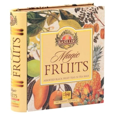 Afbeelding van BASILUR een mengsel van zwarte vruchtenthee in zakjes, decoratief blikje, 32x2g