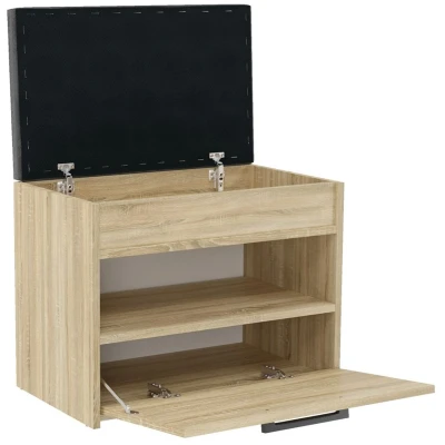 Afbeelding van MeHome Schuhregal 35x60x49 cm mit Sitzflache und Stauraum 32x56x8 Sitzbank Sitzkissen Schuhbank Holz Schuhschrank fur Flur Schuhablage Bank Garderobenbank (Sonoma)