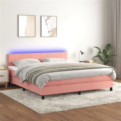 Image de vidaXL Sommier à lattes de lit avec matelas et LED Rose 160x200 cm3134596