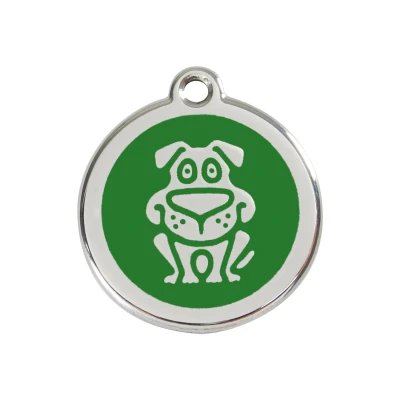 Afbeelding van Dog Green roestvrijstalen hondenpenning medium/gemiddeld dia. 3 cm RedDingo