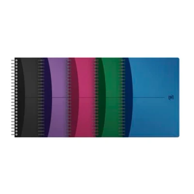 Afbeelding van Oxford Urban Mix Notitieboek, spiraalbinding, 180 pagina&#039;s, gelinieerd, 7 mm, A5, met omslag van polypropyleen, verschillende kleuren, 5 stuks