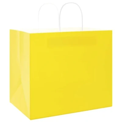 Afbeelding van Papieren kraftzakken 50 st met hengsels 32x22x28 cm geel