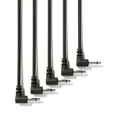 Afbeelding van ExcelValley pak van 5 Rechthoekige mono modulaire patchkabel Eurorack 3,5 mm 1/8&quot; (zwart, 60 cm 24 inch)