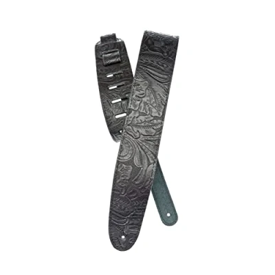 Image de D&#039;Addario 25LE00 Sangle de guitare en cuir estampé, coloris noir
