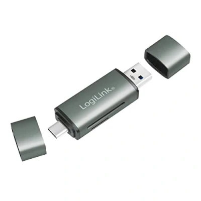 Afbeelding van LogiLink CR0043 USB 3.2 (Gen1) SD en microSD kaartlezer in aluminium behuizing voor geheugenkaarten tot 2 TB, A of C aansluiting