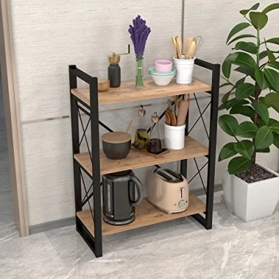 Afbeelding van Boekenkast Skørping 90x65x30 cm houtkleurig en zwart