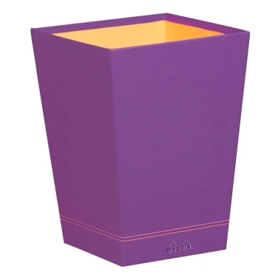 Afbeelding van RHODIA 318920C prullenbak, paars, 24 x 32 cm, met siernaden en oranje zadel, buitenkant kunstleer, collectie Home Office Rhodiarama organisatie van kantoor &amp; opbergdesign