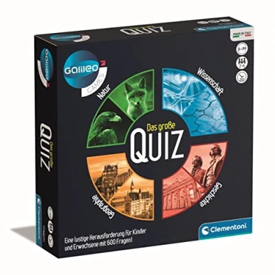 Afbeelding van Clementoni Galileo Games De grote quiz, bordspel met kennisvragen, quizspel over aardrijkskunde, geschiedenis, wetenschap en technologie, familiespel voor kinderen vanaf