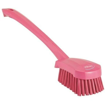 Image de VIKAN 41861 brosse à vaisselle, long manche, 415 mm, polyester, dur, rose 4186/1