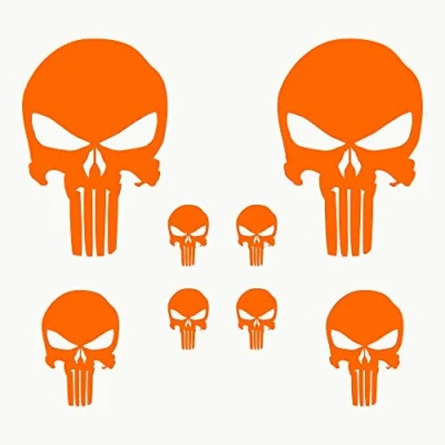 Afbeelding van Autodomy Set van 8 doodskopstickers stickers voor auto Motorfiets Autostickers buiten Vinyl schedel Motorhelmstickers (oranje)
