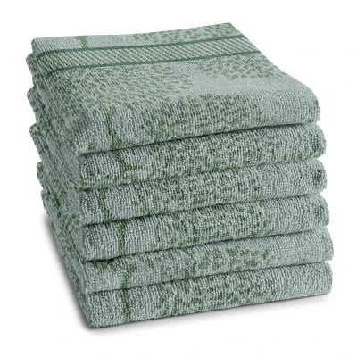 Afbeelding van DDDDD Trees 6x Keukendoek Set van 6 stuks Katoen Bomenprint 50x55 cm Badstof Groen