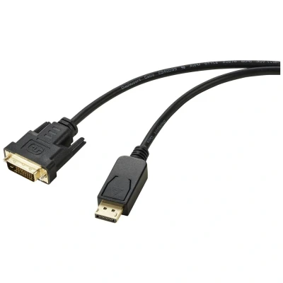 Afbeelding van Renkforce RF 5771518 DVI kabel DisplayPort / Adapterkabel stekker, D 24+1 polige stekker 1.80 m Zwart PVC mantel