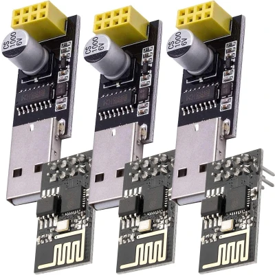 Afbeelding van AZDelivery 3 x ESP8266 ESP 01 met USB Adapter Wlan WiFi Module compatibel Arduino