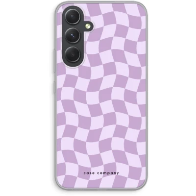 Afbeelding van Case Company® hoesje geschikt voor Samsung Galaxy A54 Grid Paars Soft Cover Telefoonhoesje Bescherming aan alle Kanten en Schermrand