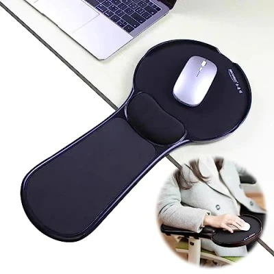 Afbeelding van LL COEUR Verstelbare armsteun, ergonomische polssteun, verlenging, bureau, computerblad, armleuning, muismat voor tafel en stoel (zwart)