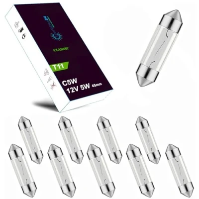 Afbeelding van LIGHTWORLD24 10 stuks 12 V 5 W C5W SV8,5 45 mm kentekenplaatverlichting auto interieurlamp kofferbak handschoenenkast