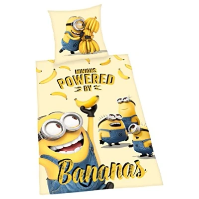 Afbeelding van Herding Minions beddengoed renforcé met kussensloop 80 x cm en dekbedovertrek 135 200 ritssluiting