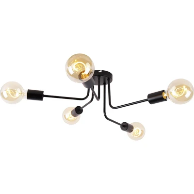 Afbeelding van QAZQA Design plafondlamp zwart 5 lichts Facile