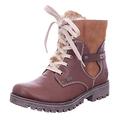 Afbeelding van Rieker Veterboots, Dames, Maat: 38, Brown Kunststof