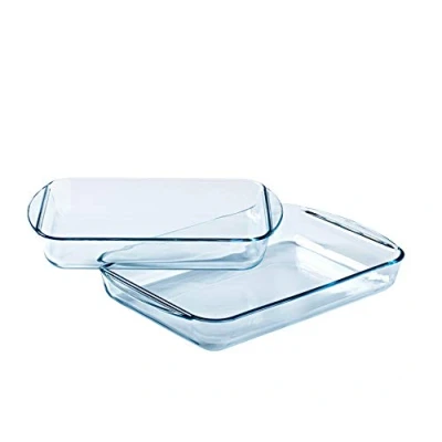 Afbeelding van Pyrex Essentials Ovenschaal Rechthoek met Grepen 2 Delig Transparant Borosilicaatglas