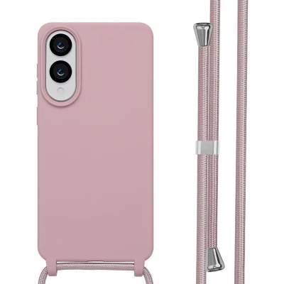 Afbeelding van imoshion Siliconen hoesje met koord voor de Samsung Galaxy S25 Edge Sand Pink