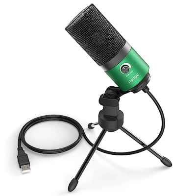 Image de FIFINE K669G Microphone PC USB pour Mac PS4 PS5 studio avec support, enregistrement de qualité vert