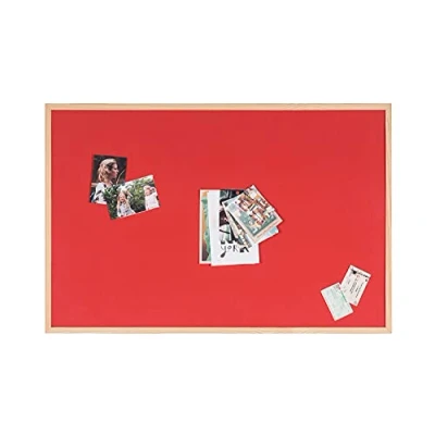Afbeelding van Bi Office Omkeerbaar prikbord van kurk en vilt, houten frame, rood, 90 x 60 cm
