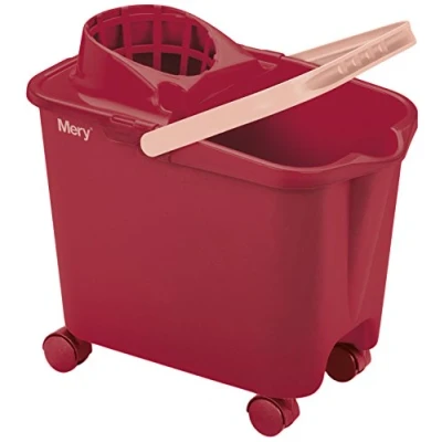 Afbeelding van Mery 0325.34 zwenkwielen emmer met breed afdruiprek maximale sterkte rood inhoud 14 liter, polypropyleen 25,5 x 39 36,5 cm