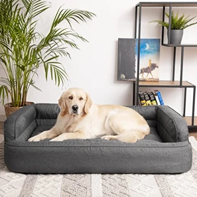 Afbeelding van PillowPrim hondenbed, huisdierenmeubels, kattenbed, afneembare hoes, hondenmand, kussen voor honden , hondenbank, grafietbank, L : 78 x 47 cm