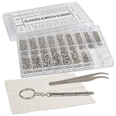 Afbeelding van FOROREH 1000 stuks reparatiesets voor brillen, micro schroeven, mini bril van roestvrij staal, met tang en schroevendraaier, zonnebrillen, sieraden, horloges
