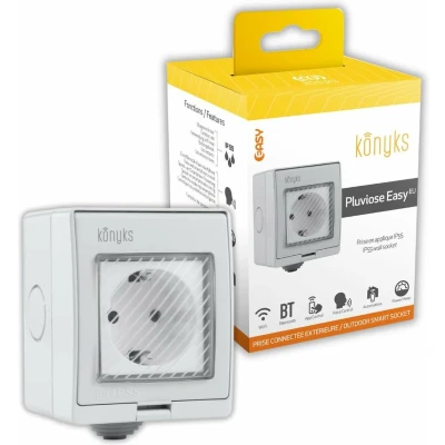 Afbeelding van Konyks Pluviose Easy EU stopcontact voor buiten, wifi + BT, IP 55, 16 A, 3680 W, verbruiksmeter, compatibel met Alexa en Google Home, eenvoudige automatiseringen