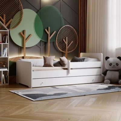 Afbeelding van KOBI Kinderbed Max met lade, matras, structuur bed voor meisje en jongen kinderkamer (160x80)