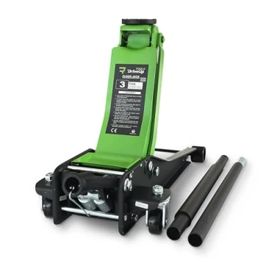 Afbeelding van DRIVEUPTOOLS 3T hydraulische garagekrik, professionele krik, krik met kruiwagen, dubbele zuiger, hefkrik, 75 500 mm, autokrik, capaciteit tot 3000 kg.