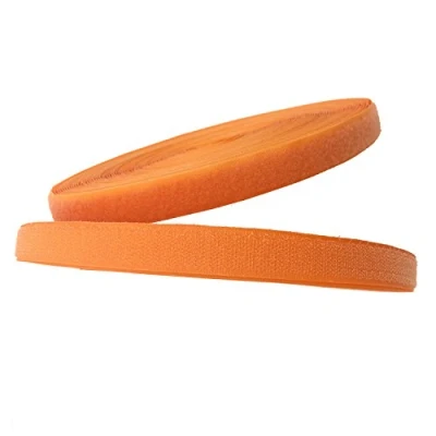 Afbeelding van TUKA TKB5004 Klittenband, 25 meter x 20 mm, niet klevende band met haak en lus voor naaien, stoffen band, sluiting, m gesp, oranje, oranje
