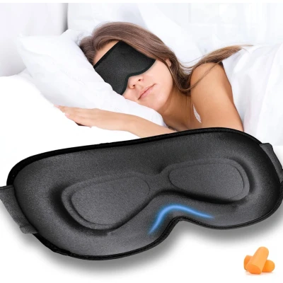 Afbeelding van Grsta Masque de sommeil pour les personnes dormant sur le côté, 100% bloquant la lumière, avec orbites profondes et plaquettes nasales surélevées, cache yeux homme femme, deux bouchons