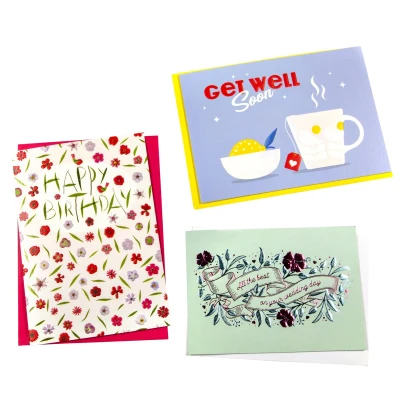Afbeelding van Wenskaart Paperclip navulset Engels 6 kaarten assorti