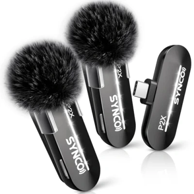 Afbeelding van SYNCO 2 stuks USB C draadloze stropdasmicrofoons voor iPhone 15, Android telefoon, professionele P2XT microfoons Tiktok, YouTube, streaming, vlog video opname, type apparaten